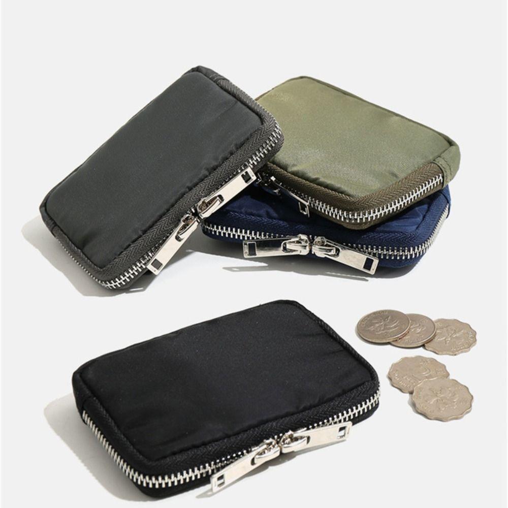 Portable Short Men's Nylon Wallet Waterproof Card Organizer Mini Storage Bag Zipper Closure Earbuds Storage Bag Unisex