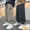 Winter Boys' Lamb Fleece Pants Plus Velvet Thickening, Big Children's One-piece Fleece Sweatpants, Children's Sports