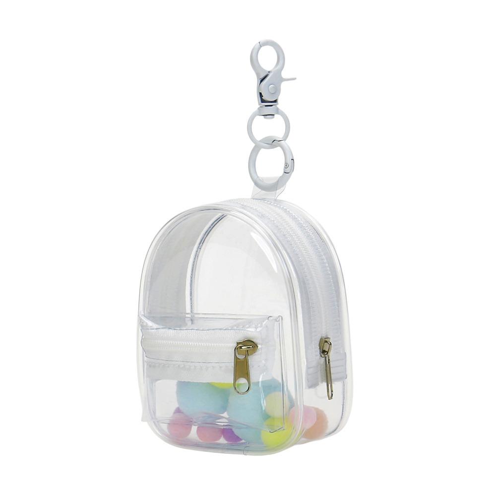 

Прозрачная сумка для кукол с брелоком для хранения, чехол для хранения кукол, наушники/кабель для зарядки White-with keychain&pom pom
