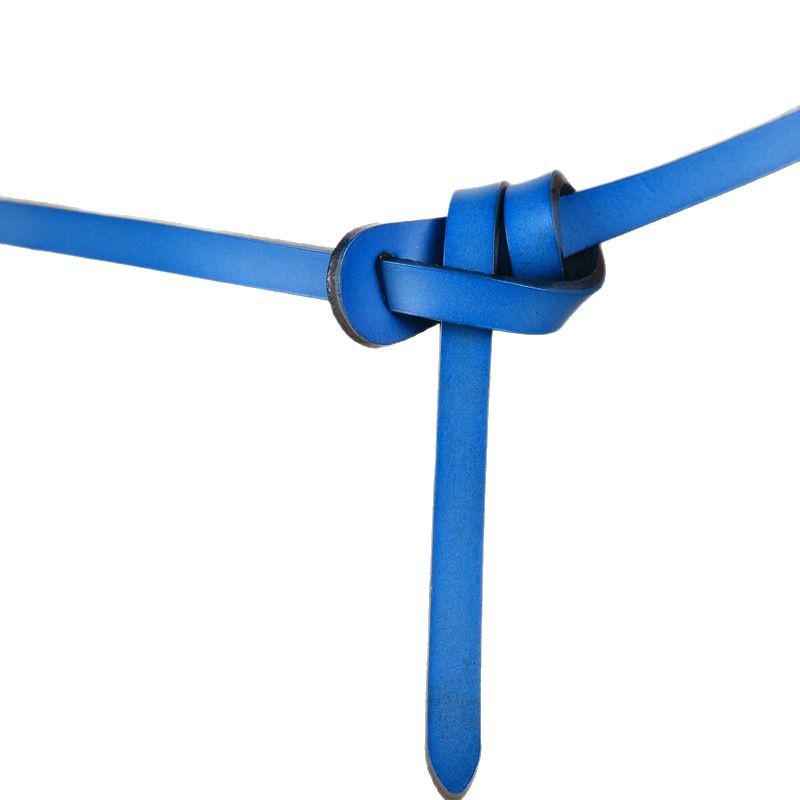 Plattichi Korean Retro Genuine Leather Ladies' Decorative Knotted Red Belt