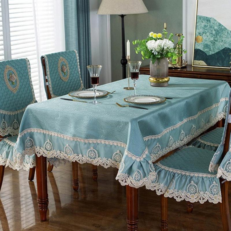 Modern Minimalist Style All Season Universal Chair Covers Quilted Embroidery Anti Slip Thick Stool Protect Pad European Lace Tablecloth Home Decorat