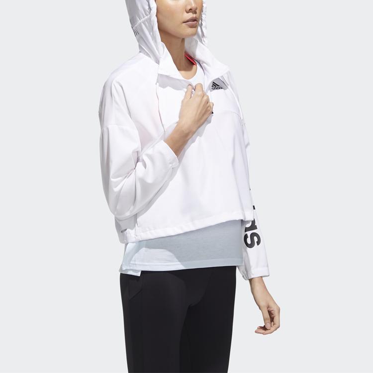 Adidas Womens Logo Print Windbreaker Jacket Women Jacket White GD4612