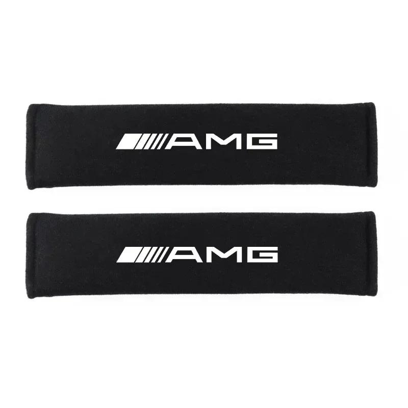 WUGL8 2Pcs Seat Belt Cover Car Styling Cotton Safety Shoulder Protector For Mercedes Benz AMG GLE GLS CLS GLC CLA GLA Auto Accessories