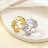French Niche Design Adjustable Stainless Steel Flower Ring