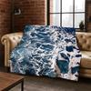 Blaue Meereswellen Landschaft Flanelldecke Weiche Warme Überwurfdecke für Schlafzimmer Wohnzimmer Bett Reise Camping Picknick Geschenk Kinder