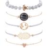 Bracelet pour Femme 5 pcs chaîne géométrique Manchette Ouverte Carte du Monde Tortue perlée et Bracelet Turquoise Ensemble Boh[47]