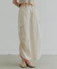 NOIRER FOR WOMAN Cotton Nylon Parachute Skirt (Cream)