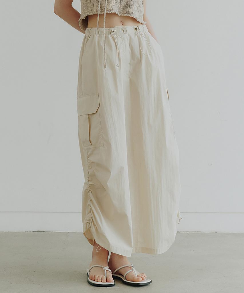 Noir For Woman Cotton Nylon Parachute Skirt (Cream)