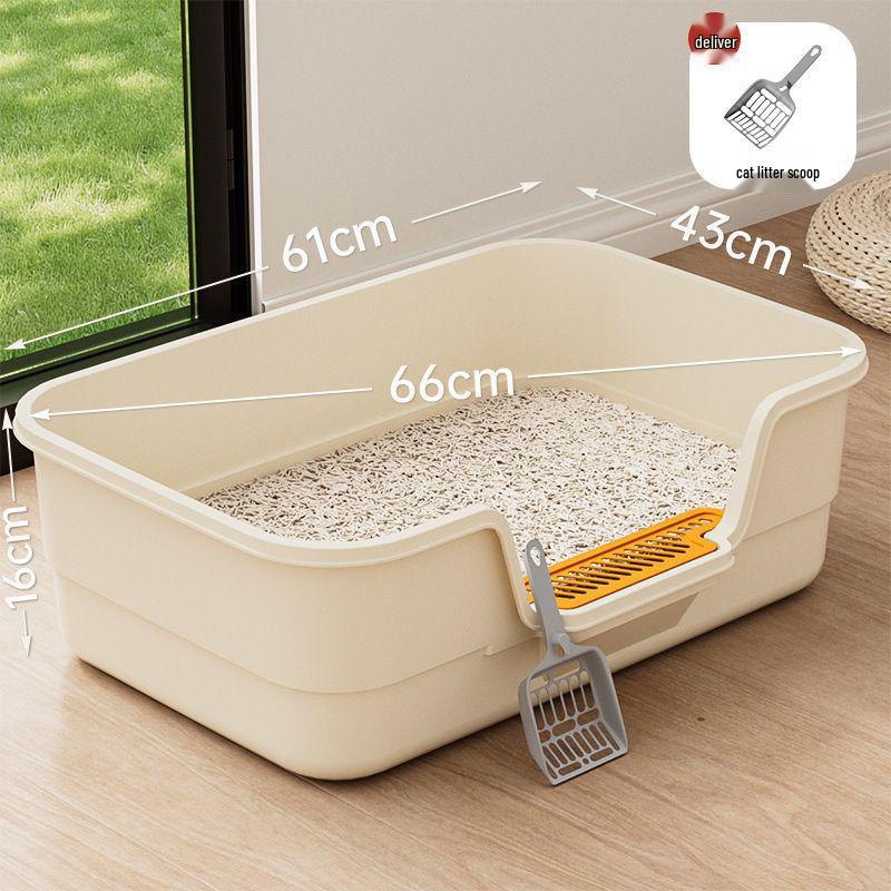 Extra Large Splash-Proof High-Sided Cat Litter Box, Semi-Enclosed & Easy to Clean