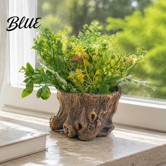 Indoor Greenery Pots for Study Resin Tree Stump Flowerpot Succulents Small Plants Imitation Wood Grain Planter Flower Plants Home Office Decor,