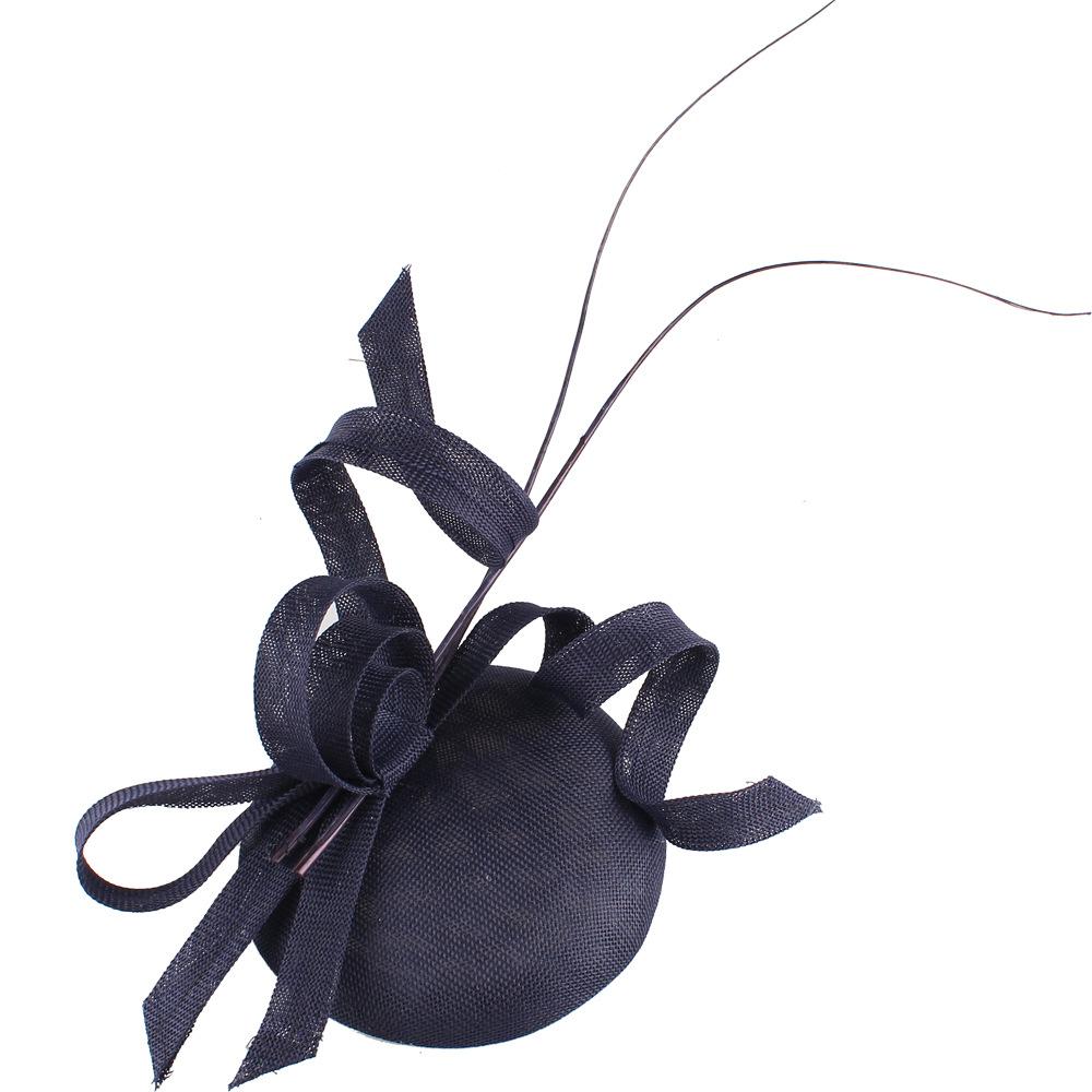Navy Blue Top Hat Popular Hemp Yarn Banquet Mesh Top Hat Bride Feather Hairpin Europe And America темно-синий