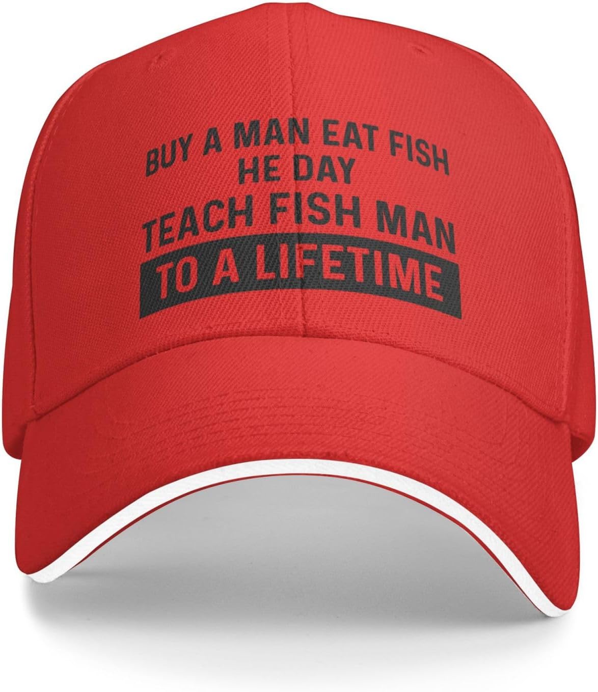 

Funny Hat Buy A Man Eat Fish He Day Teach Man to A Lifetimes Hat for Women Dad Hat Graphic Caps Adjustable