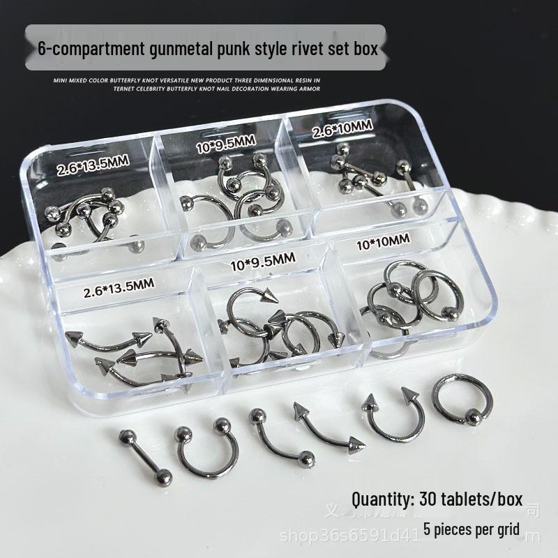 Punk-Style Metal Nail Ornaments: European & American Hot Girl Rivet Rings for DIY Wearable Nail Art
