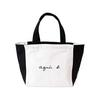 Agnes B. Agns B. Tote Bag Genuine Leather Reversible Logo Lizard Mini Tote Two-tone Cotton Canvas Shop Bag Included Agns B.