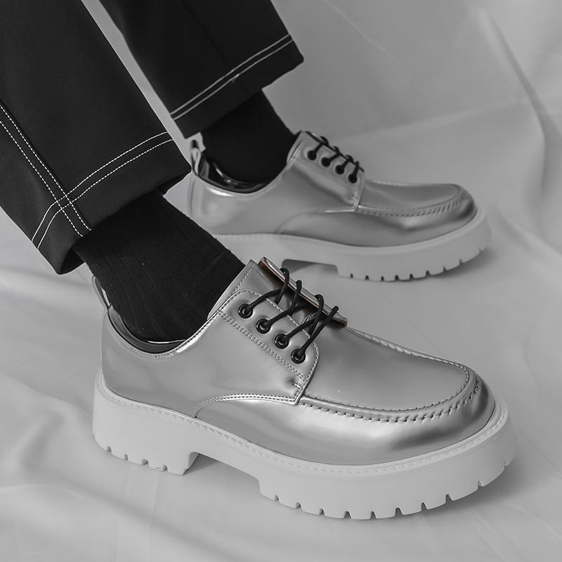 Fashion 2025 Men's Thick Bottom Oxford Shoes Fashion Business Casual Dress Shoes New Men Casual Shoes Comfortable Lace-Up Formal Flats