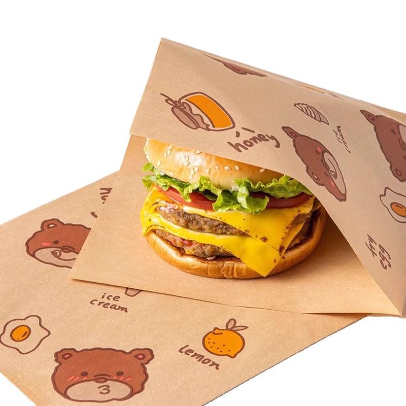 Jednorazowa papierowa torba odporna na olej na kanapki, hamburgery, naleśniki i artykuły śniadaniowe