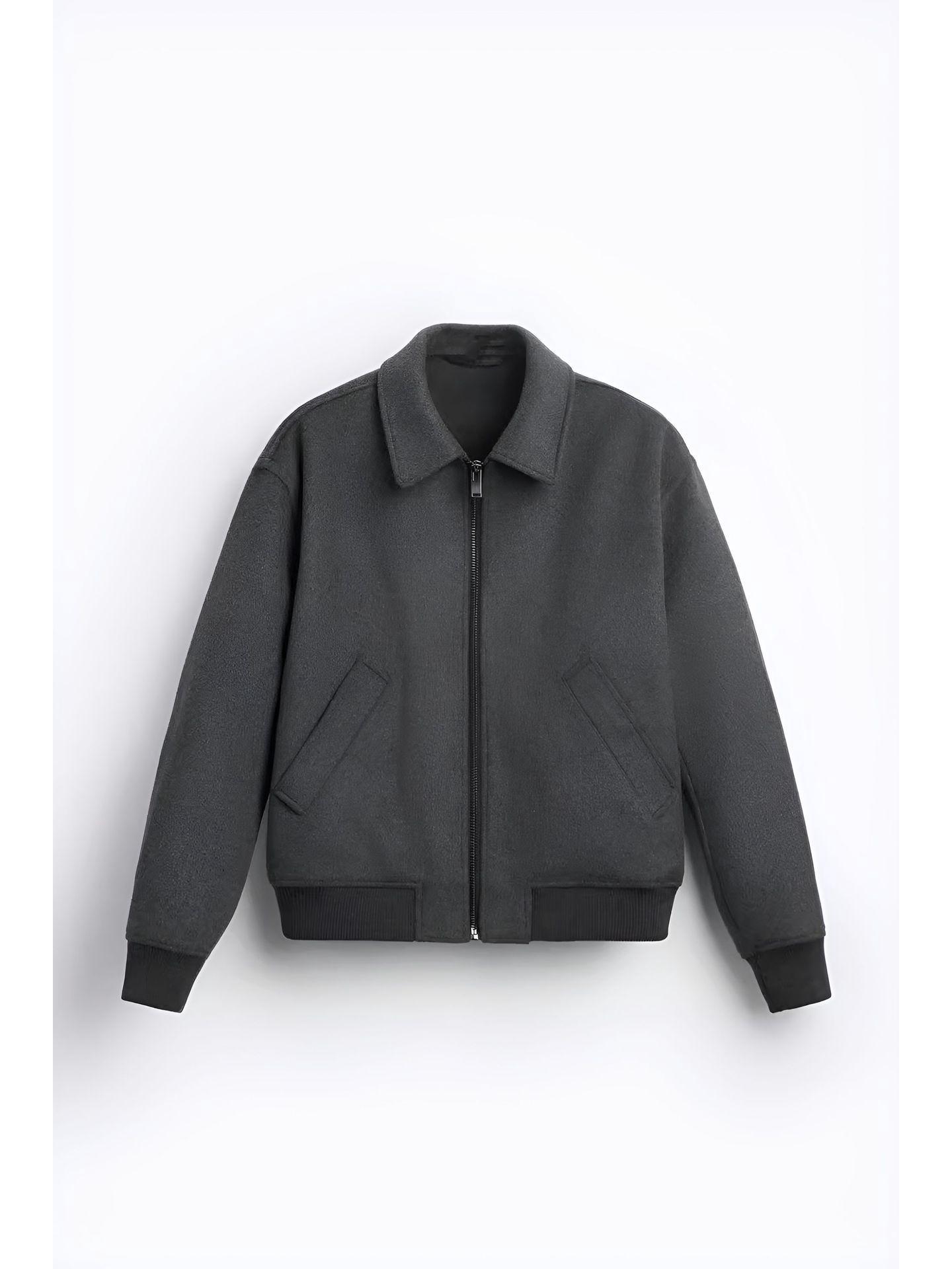 

Men s Solid Color Lapel Woolen Coat - Spring/Autumn British Style Jacket Cardigan XXL темно-сірий