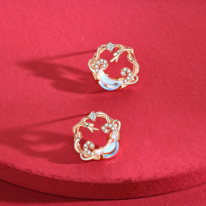 

Оригинальные серьги-гвоздики Ruyi Xiangyun женские натальные годовые темпераментные серьги с безопасным замком Ruyi женские