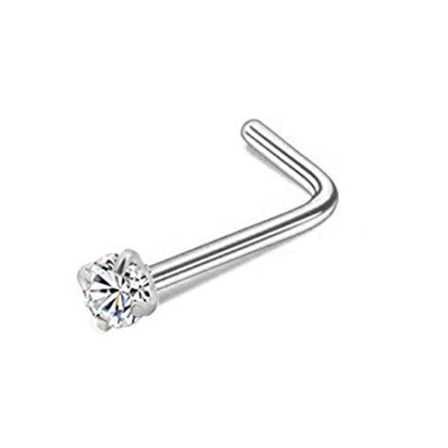 

Кольца для носа в форме буквы L из нержавеющей стали, фианитовые серьги-гвоздики для пирсинга тела