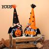Soft Plush Centerpieces Halloween Gnome Decoration, Spooky Orange Black Boo Pumpkin Swedish Tomte Seasonal Table Accents Figurine, Elf Dwarf Ornaments