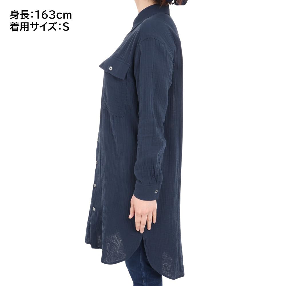 Aigle Cotton Gauze Long Shirt Dress ZEFAI67 Dark Navy Women's (Official)