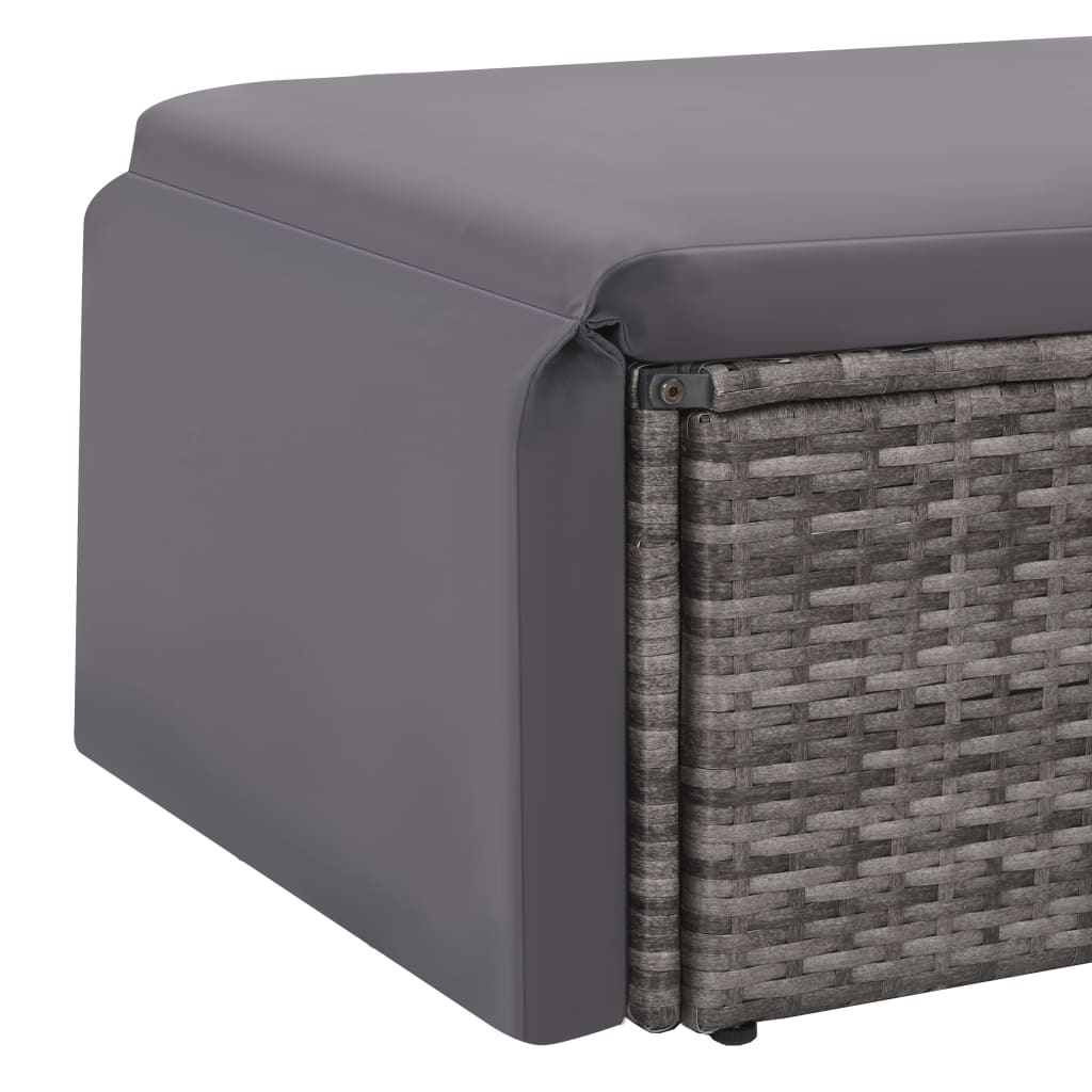 2 Piece Garden Lounge Set with Cushions Poly Rattan Gray