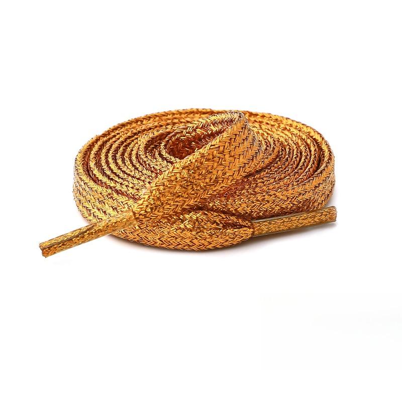 'Gold and Silver Silk' Pearlescent Radiant Polyester Flat Lace Suitable for Board Shoes, Canvas Shoes, Sports Shoes, Pants Rope