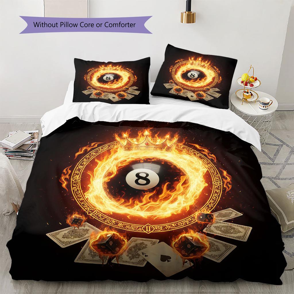 Brennende Kugel Muster Bettwäsche Steppdecke Set Bettbezug Kissenbezug Heimdekoration Geburtstagsgeschenk (1 Bettbezug + 2 Kissenbezüge, ohne Füllung)
