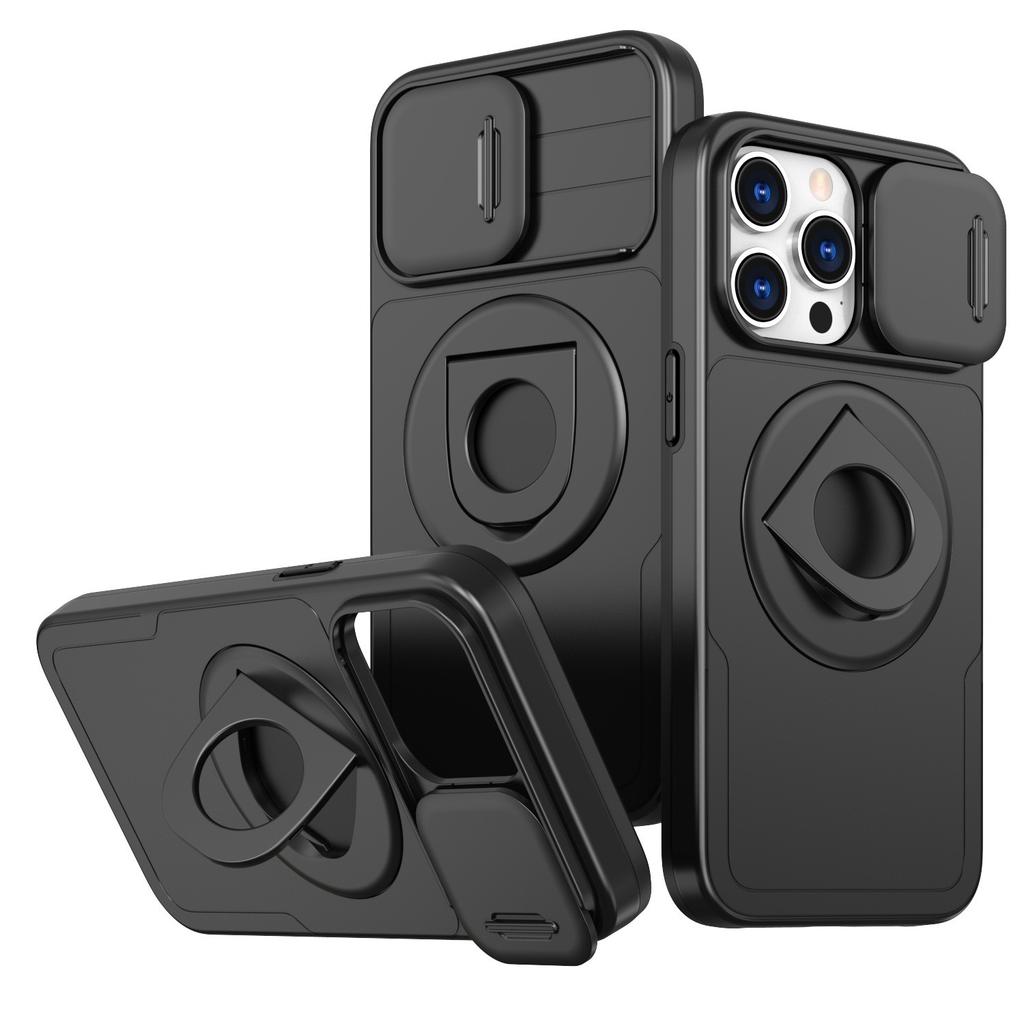 Applicable To IPhone15pro Mobile Phone Case Wireless Magsafe Ring Magnetic Rotating Bracket 13 Protection Case