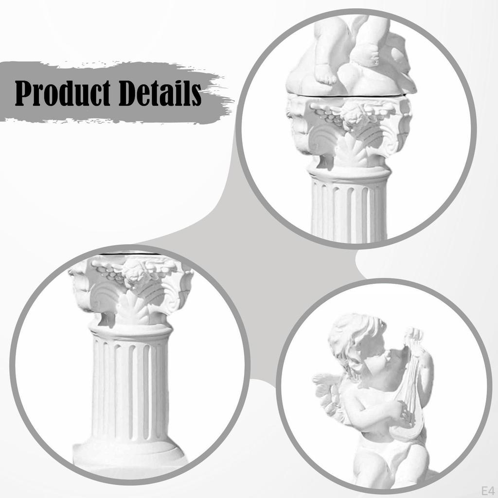 Cherub Statue Mini Greek Column Little Angel Figurine Artwork Small Roman Pillar for Room Bedroom
