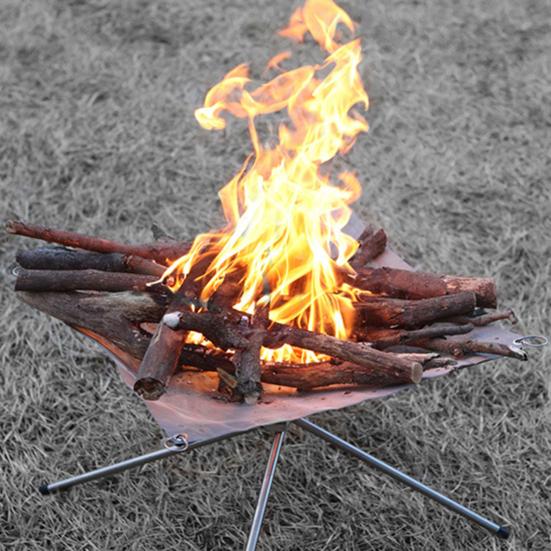 Portable Folding Firepit with Stainless Steel Grill Mesh Easy Setup Collapsible Camping Picnic BBQ Grill Wood Burning Charcoal with Carrying Bag