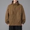 Men Jacket Hooded Windbreaker Trench Coats Oversize Waterproof Black Camping Loose