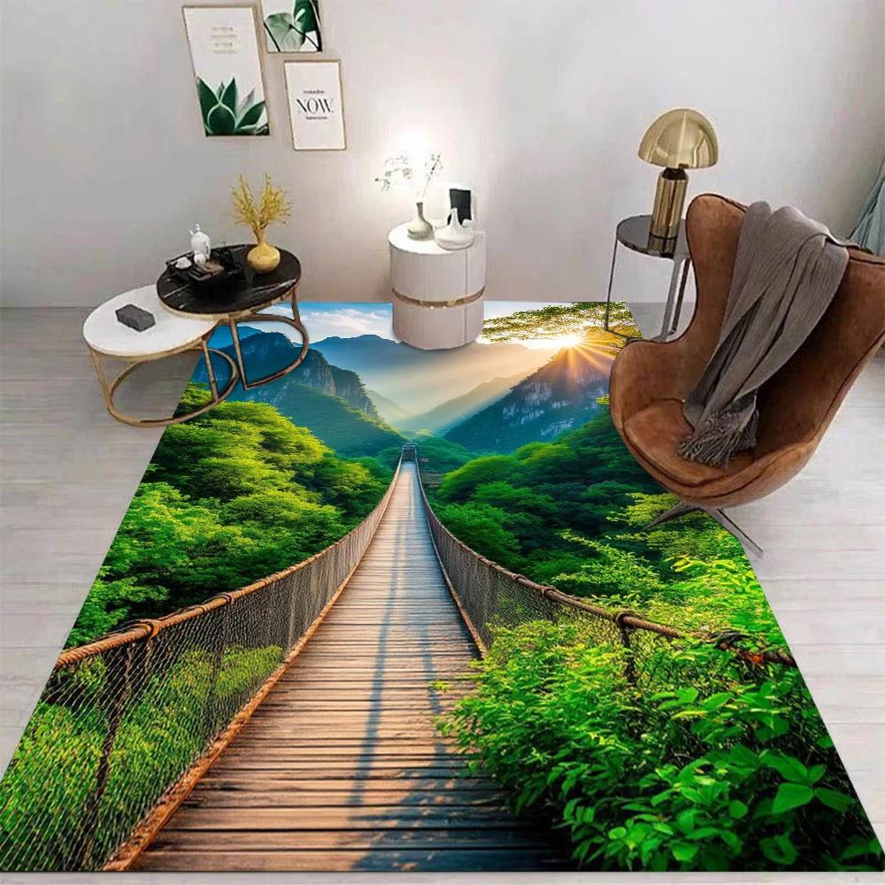 Cartoon Mountain Peak Rug Non-Slip Washable Floor Mat for Living Room Kitchen Sofa Balcony Home Decor Carpet