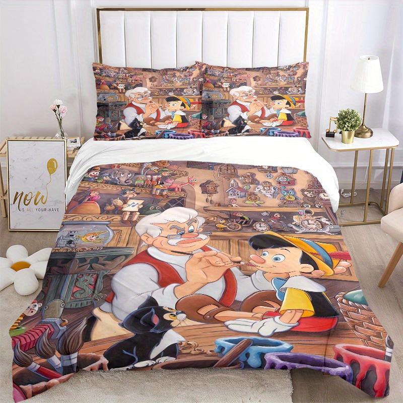 3pcs Pinocchio Printed Quilt Set Soft and Comfortable Quilt Cover for Bedroom, Guest Room S080