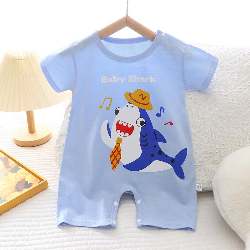 Zomerjongen Baby 0-1 Jaar Meisje Dunne Korte Mouw Cartoon Baby Onesie Romper