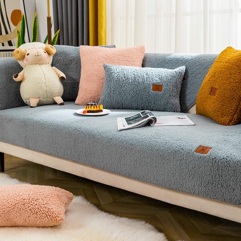 Winter Sofa Cushion Thickened Fleece Non-Slip Seat Cushions Simple Modern Warm Sofa Cover Slipcover