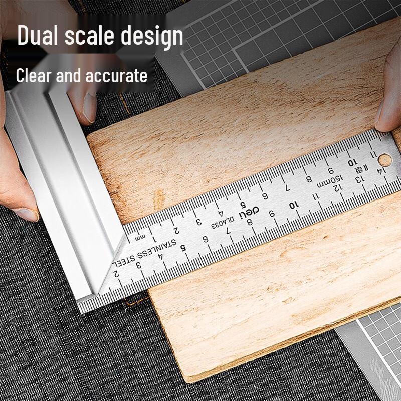 Deli Stainless Steel 90-Degree Square Ruler