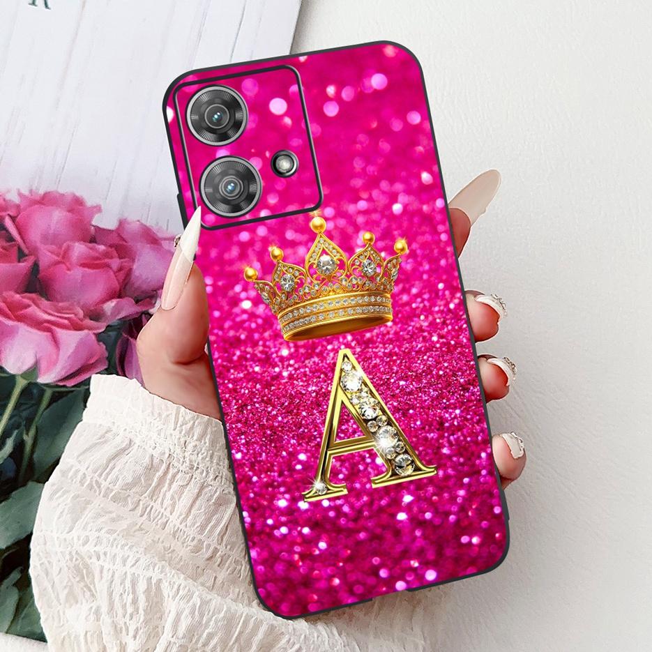 For Motorola Edge 40 Neo Case XT2307-1 Cute Crown Letters Cover Soft Silicone Phone Cases For Motorola Edge 40 Edge40 Neo Fundas