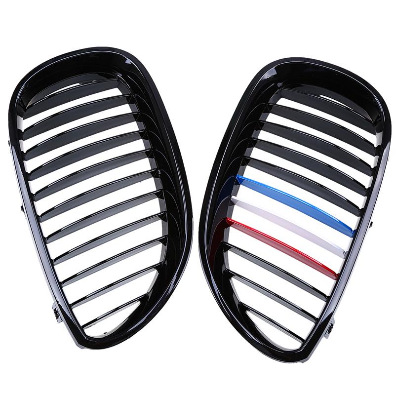 2Pcs Car Front Bumper Center Hood Kidney Grille Racing Grill for BMW 5-Series E60/E61 M5 2004 2005 2006 2007 2008 2009 2010 2011