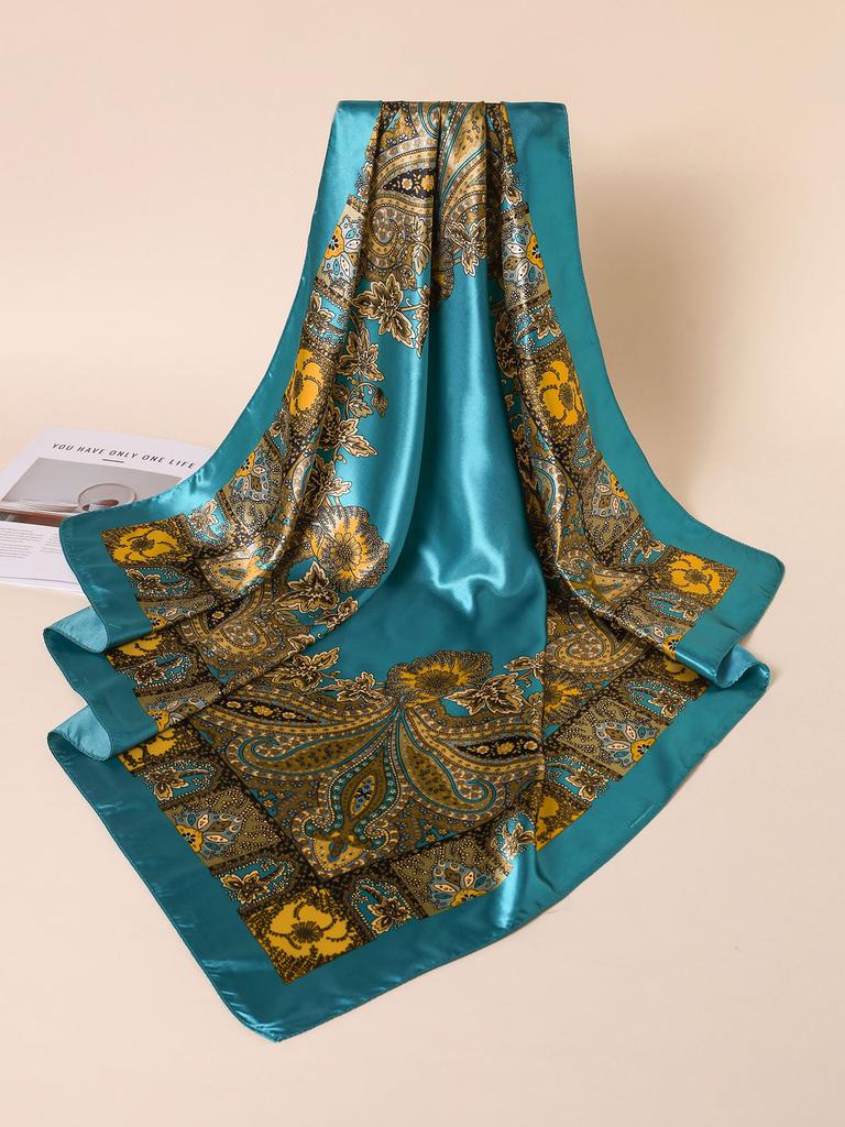 90*90cm Hair Scarf Women Fashion Designer Beautiful Paisley Foulard Soft Satin Shawl Kerchief Square Silk Scarfs Neck Headscarf