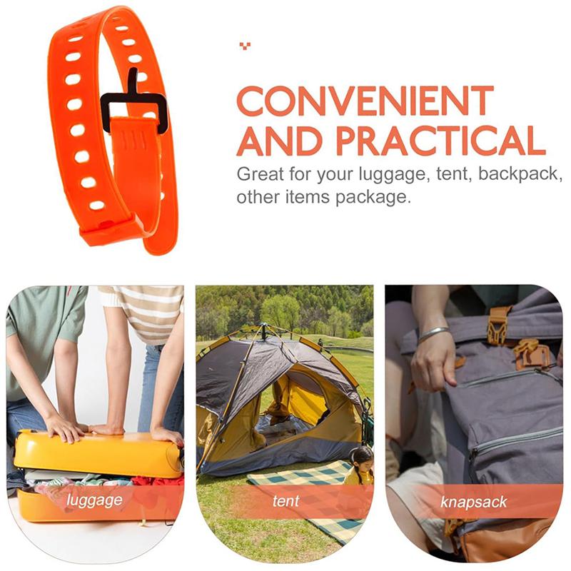 Travel Compact Tied Belt Utility Silicone Fixed Cargo Tie Down Luggage Lash Belt Strap Camping Hiking Cargo Storage Belt Buckle