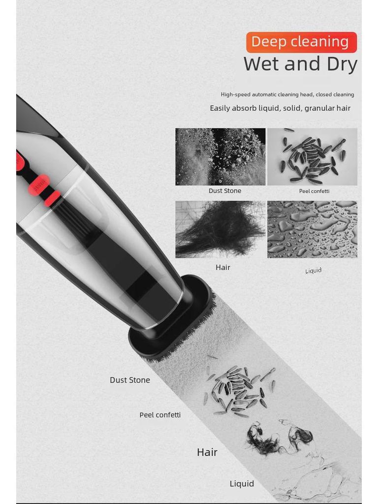 Portable Dual-Use Car and Home Cordless Vacuum Cleaner with Light