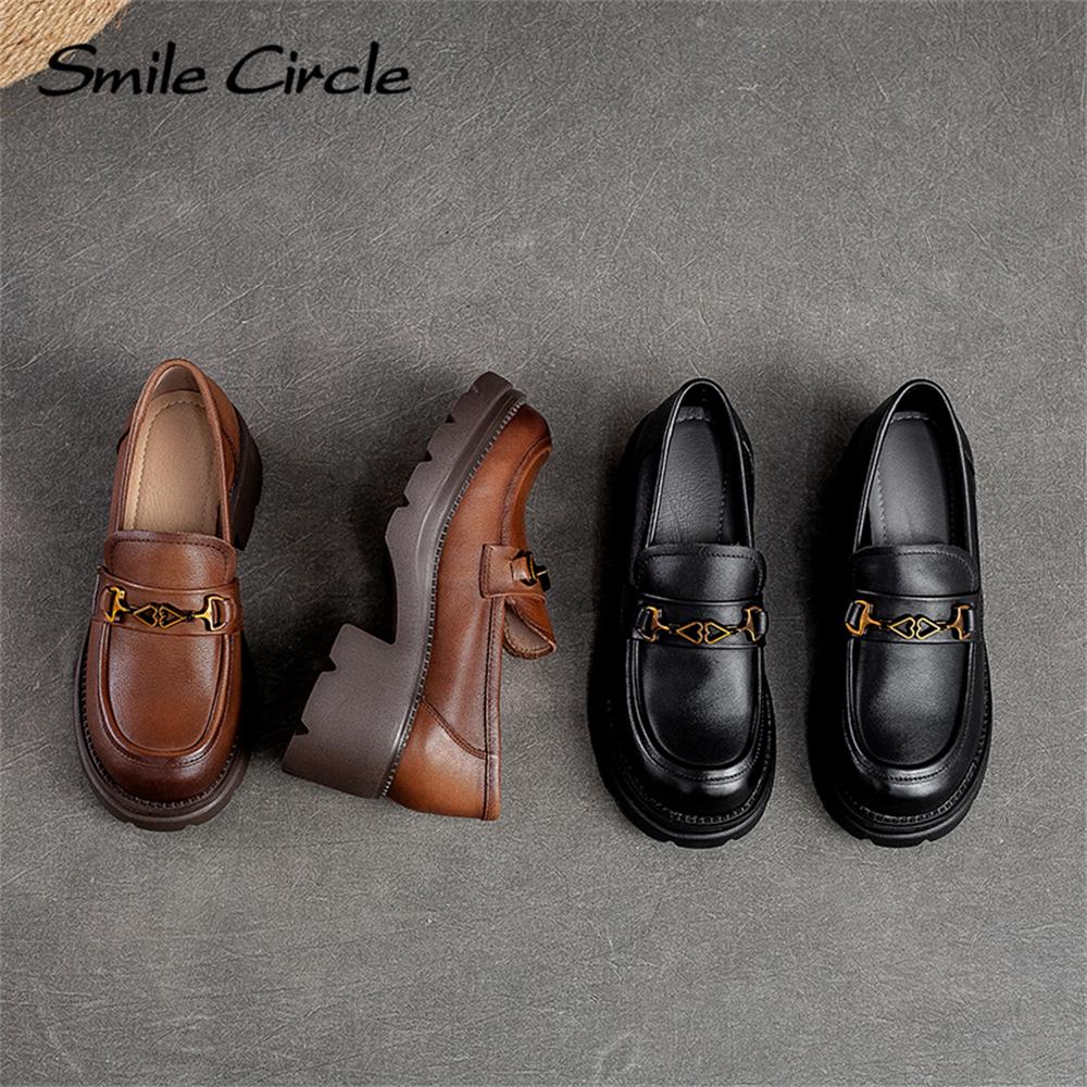 Chunky Heel Low-top Loafers Handmade Retro Casual Shoes Fashion Versatile Thick Bottom Women's Shoes