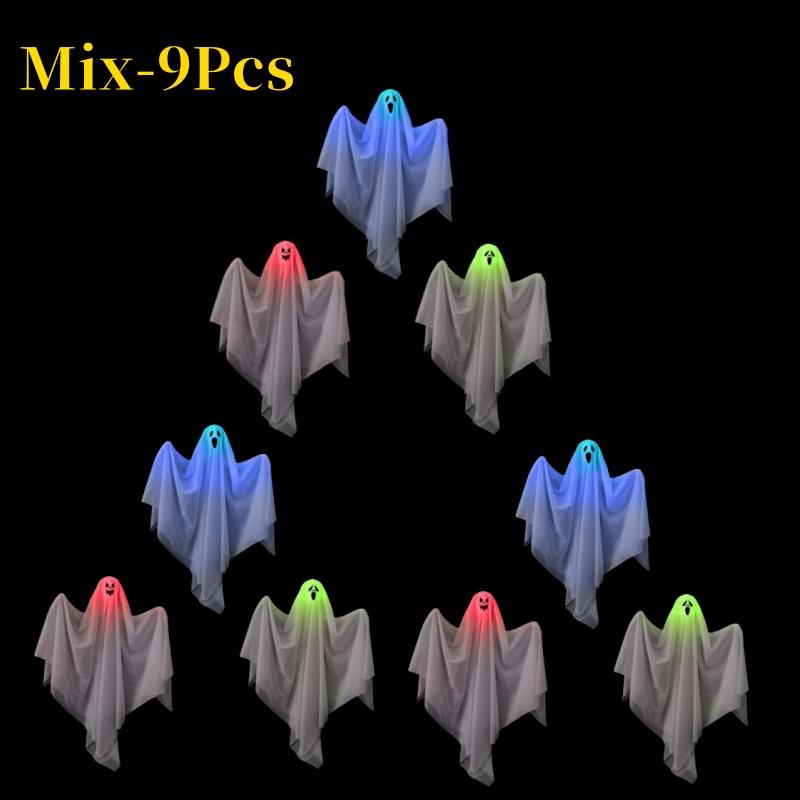 2025 Halloween Glowing White Ghost Hanging Ghost Horror Decoration Door Hanging Ghost House Escape Scene Set Props