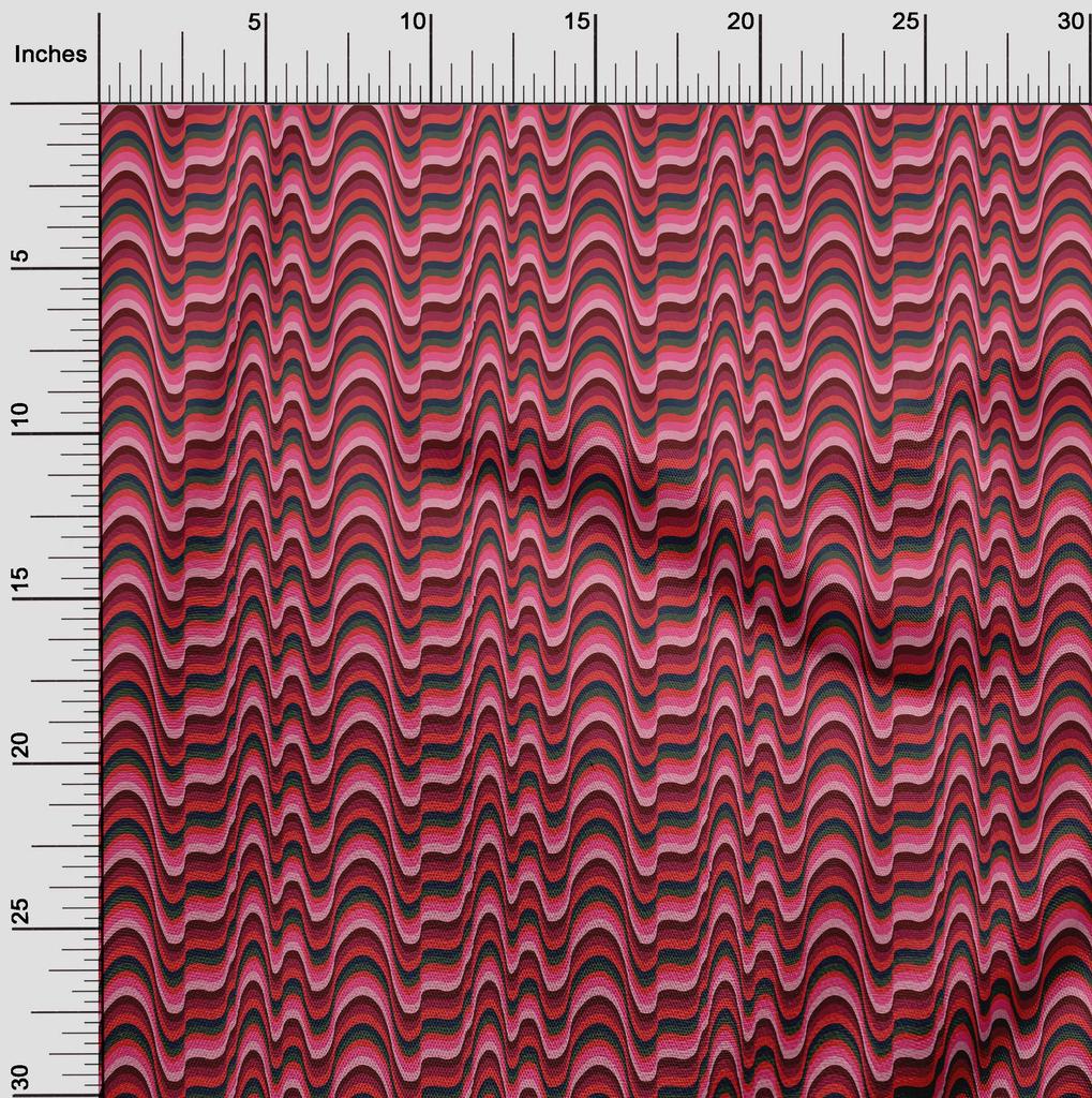 oneOone Cotton Flex Fabric Waves Flame Stitch Print Fabric By The Yard 40 Inch