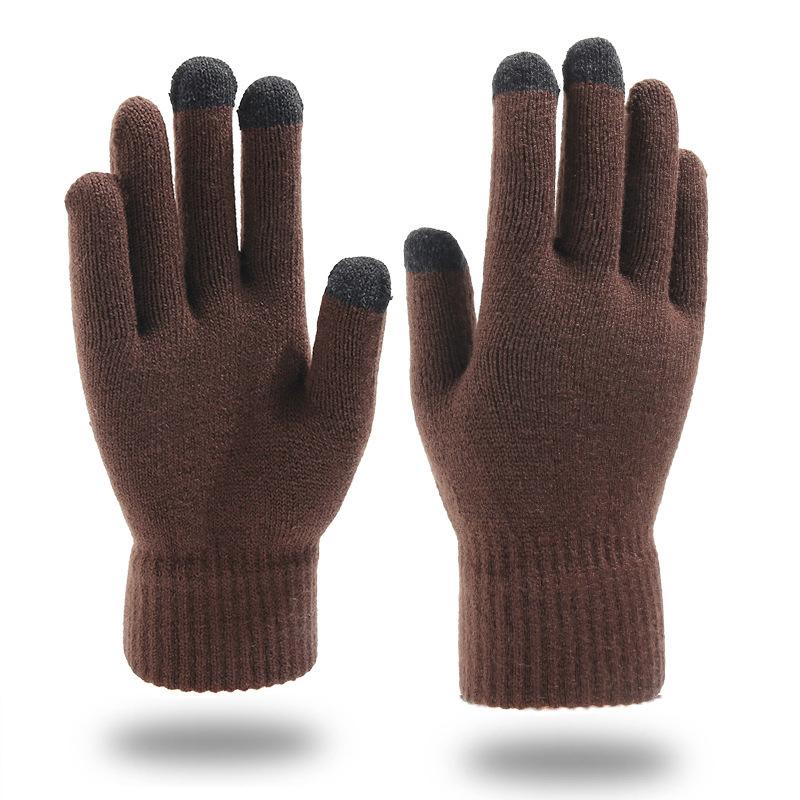 Touch screen knitted thermal gloves, enlarged velvet, non-slip and cold-proof