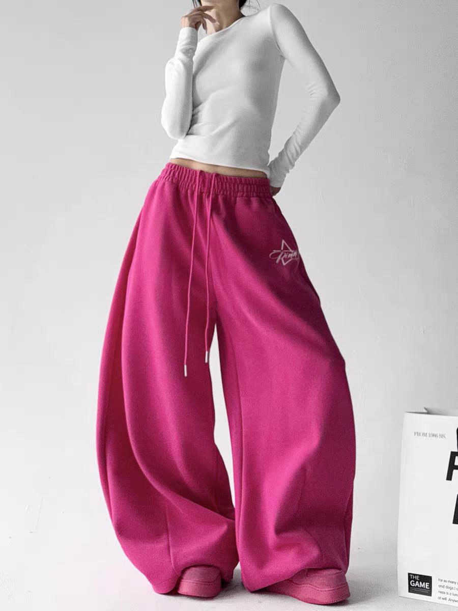 Korean Style Dopamine Print Slimming Casual Jazz Dance Pants for Women Medium