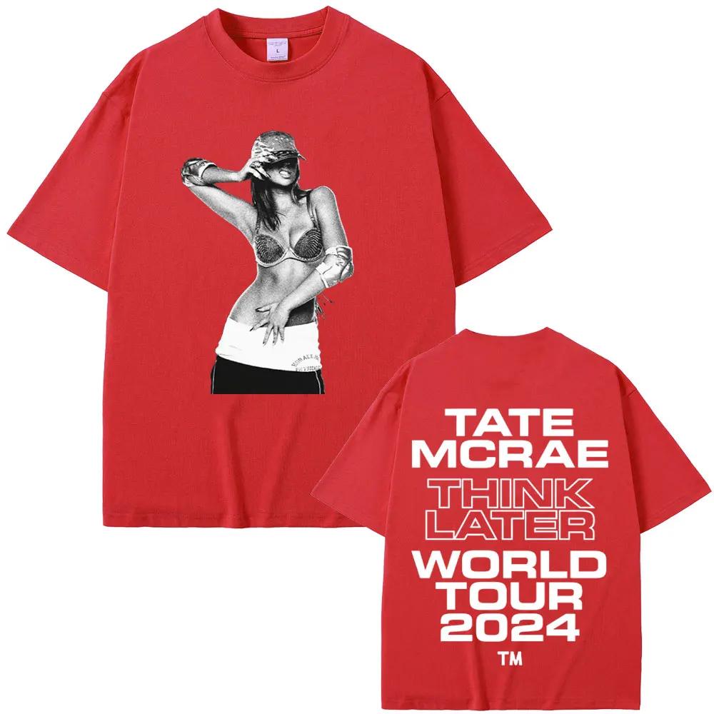 Tate Mcrae The Think Later World Tour T-shirts Men Women Fashion Vintage  Short Sleeve Tees Casual  T Shirts
