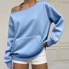 Women's Off Shoulder Long Sleeve Sweatshirt Loose Fit Streetwear Pullover Top