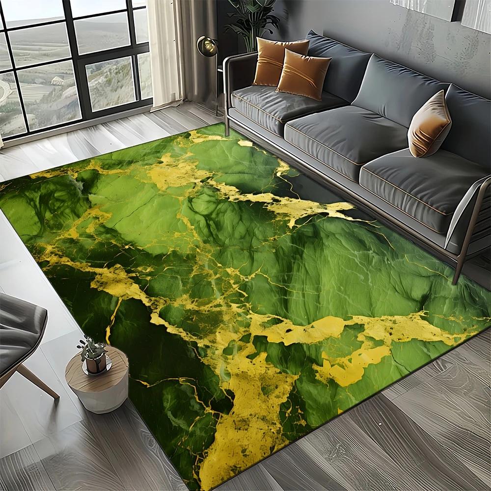 2025 New Style Colour Nature Marble Blue Gold Carpet Rug for Living Room Bedroom Home Sofa Decoration,Kid Non-slip Floor Mat